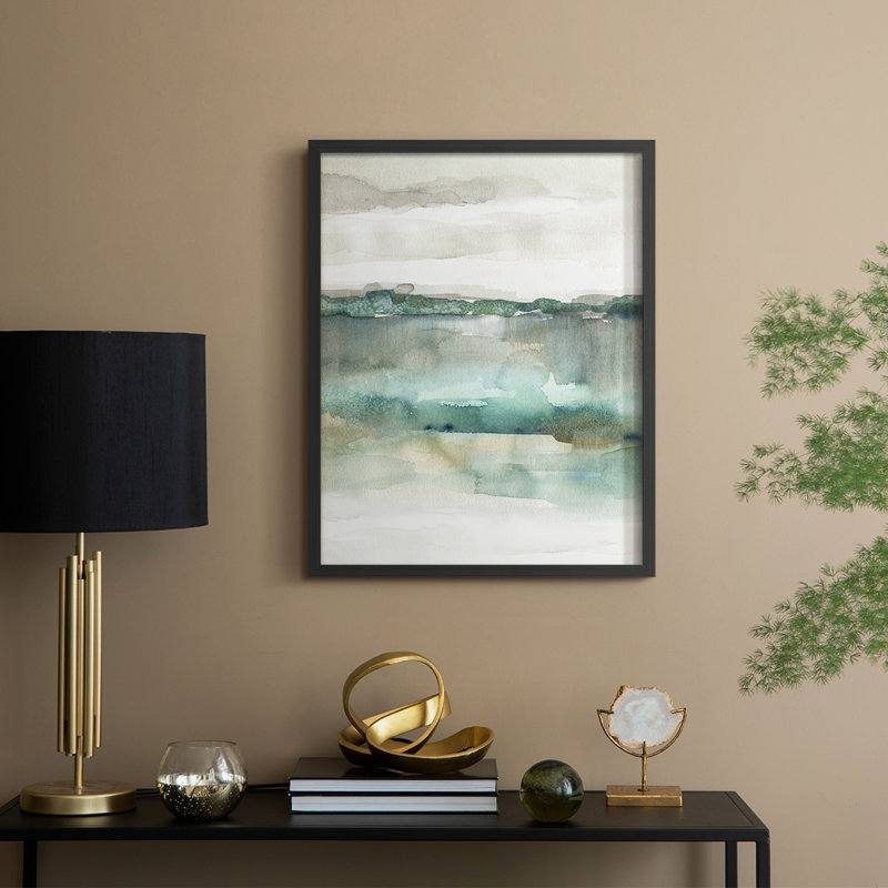 «Soft Emerald Harmony», reproduction encadrée - bois massif, Noir, noir, noir, noir, H 21 po x l 17 po