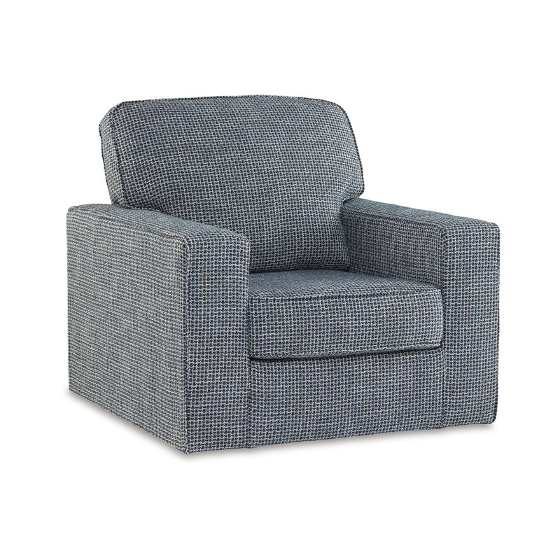 Blue Denim Transitional Swivel Accent Chair