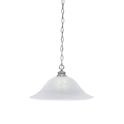 Luminaire suspendu en chaîne avec verre tourbillon blanc albâtre de 20 po