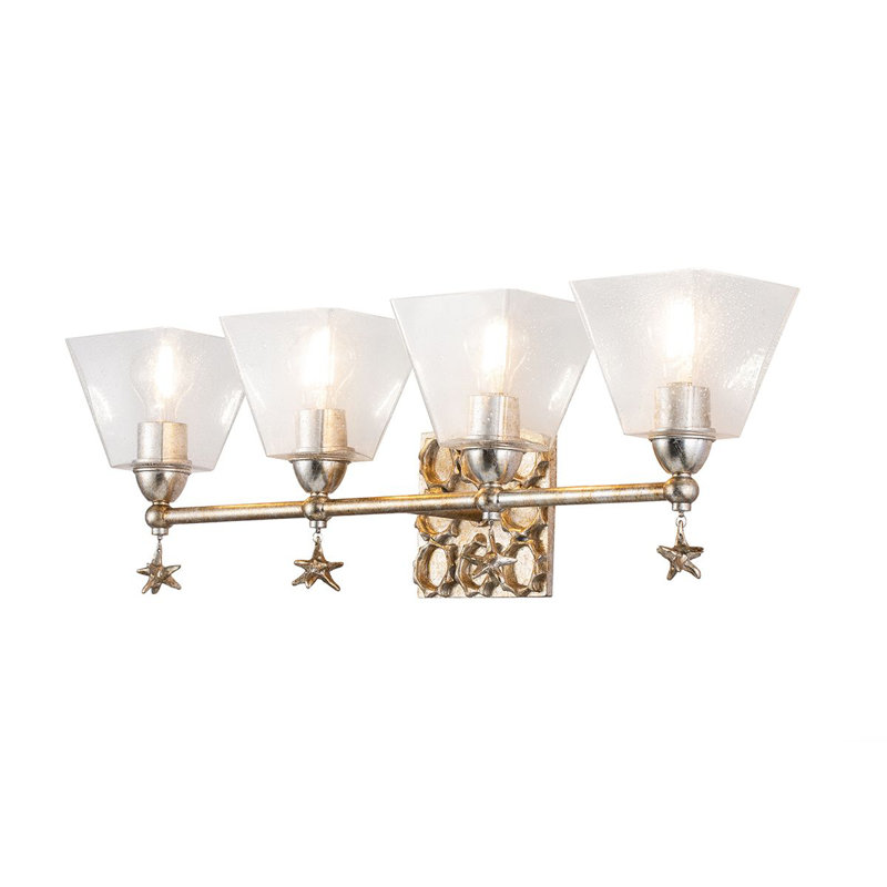 Star 4 Light Bath Bar, White/Silver