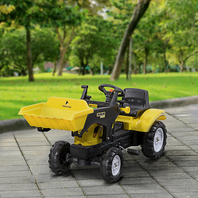 Excavatrice à pédale manuelle pour enfants avec chargeuse frontale, tracteur pour enfants de 3 ans