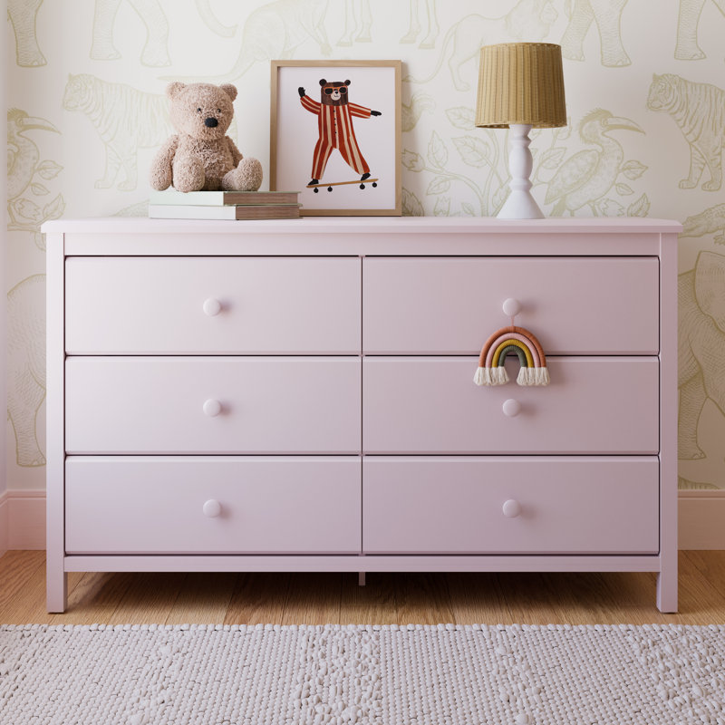 Alpine 6 Drawer Double Dresser, Blush