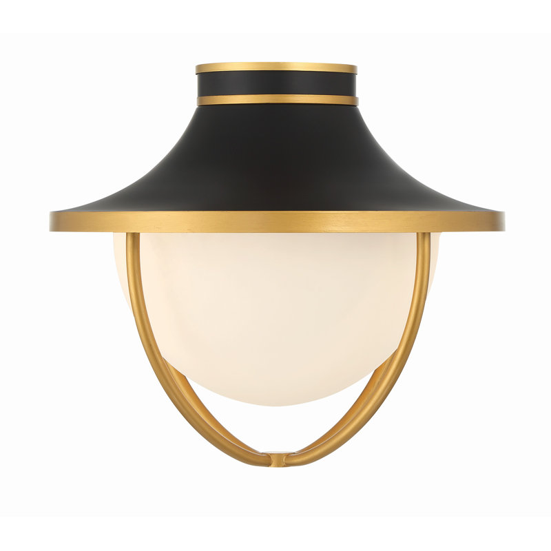 Atlas Gold and Matte Black 13.5 in. W 2 - Bulb LED Outdoor Semi Flush Mount Outdoor Flush Mount