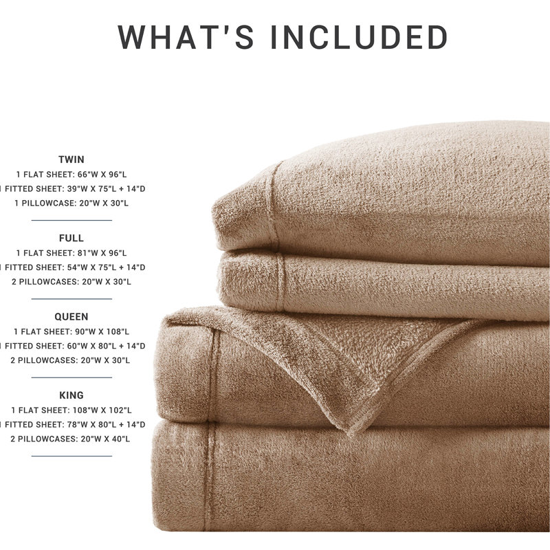 Ensemble de draps 3 pièces de couleur taupe - 100%, ultra doux avec une touche luxueuse, comprend des draps-housse plats et une taie d'oreiller, peut accueillir jusqu'à 16 po de matelas, pour une expérience de literie douillette, brossé des deux côtés,