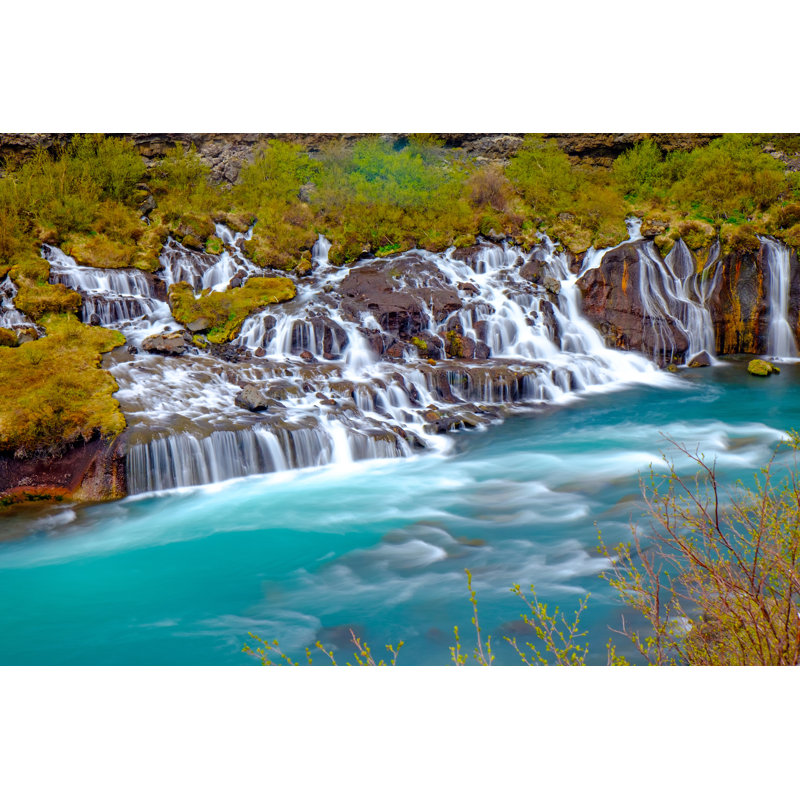 Hraunfossar Falls - Wrapped Canvas Print, 30cm H x 46cm W x 3.8cm D