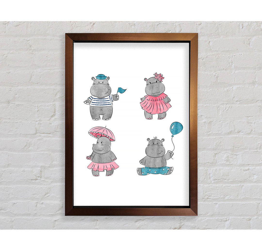 Gerahmtes Poster Hippo Love