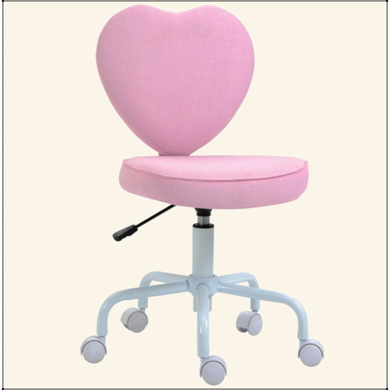 Chaise de bureau en forme de cœur, chaise pivotante réglable pour chambre à coucher et meuble-lavabo, style mignon et confortable