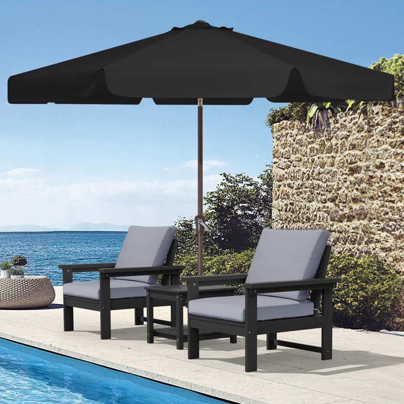 Parasol de marché pour patio extérieur, Noir, H 97,6 po x l 108 po x P 108 po
