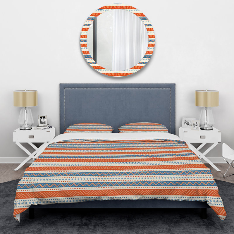 Ensemble de housse de couette 3 pièces bleu et orange