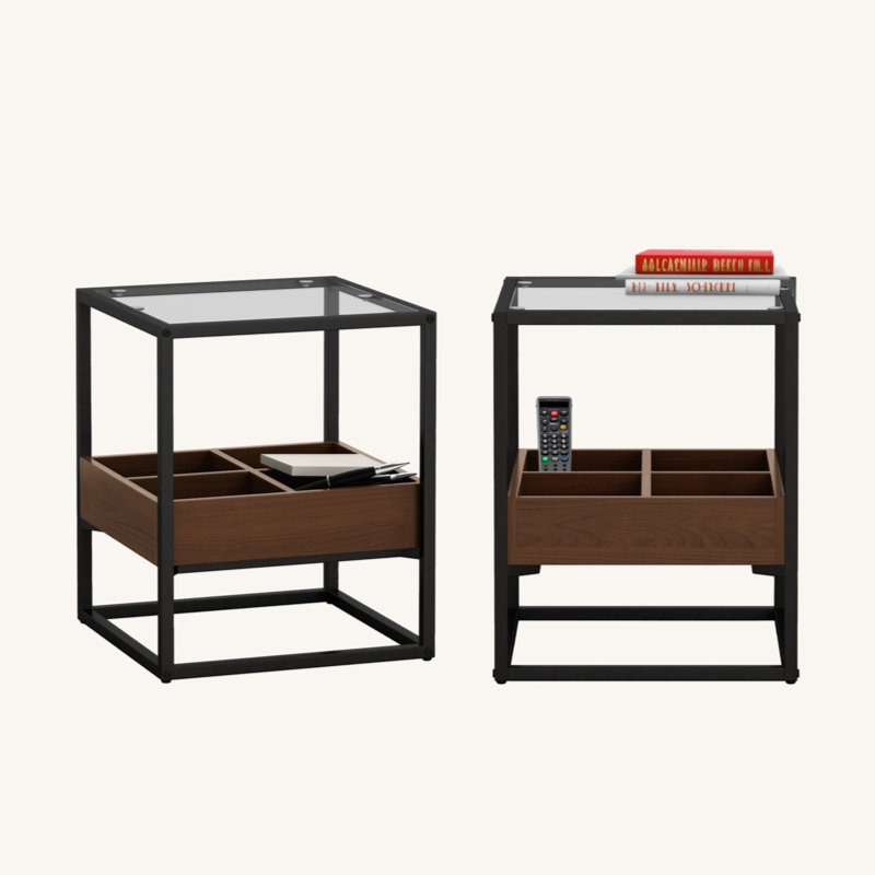 Luzenia 2 Pieces Nightstand, Coffee Table, Side Table with Storage Shelf
