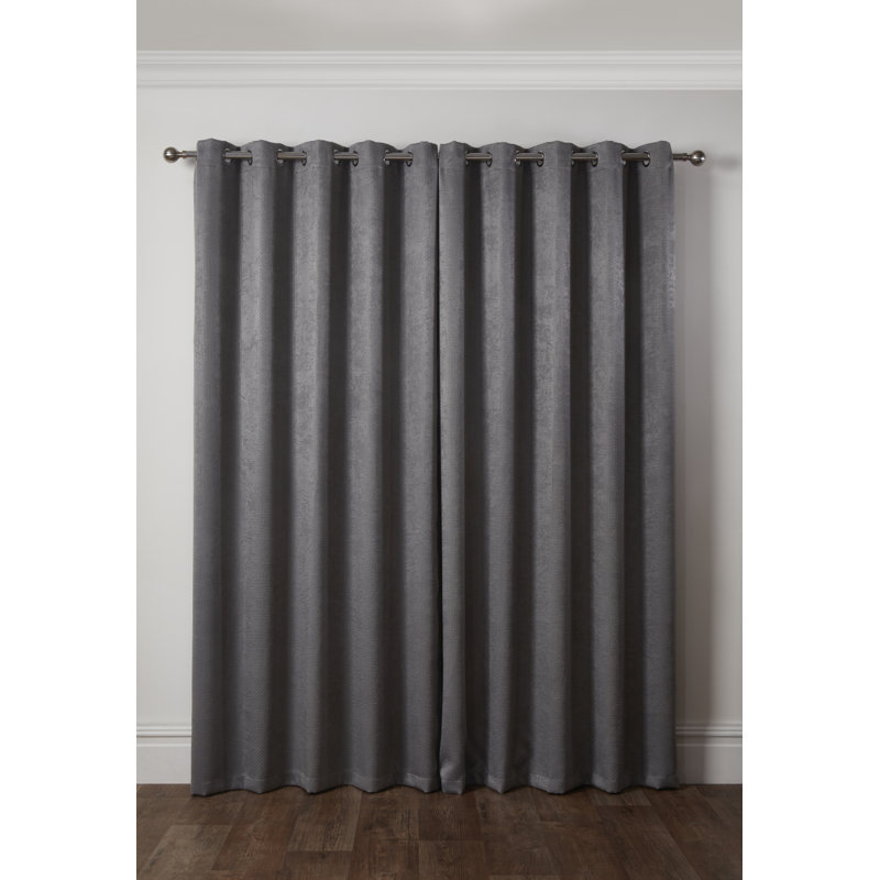 Ambiance Blackout Curtain Pair, 168 W x 137 D cm, Charcoal