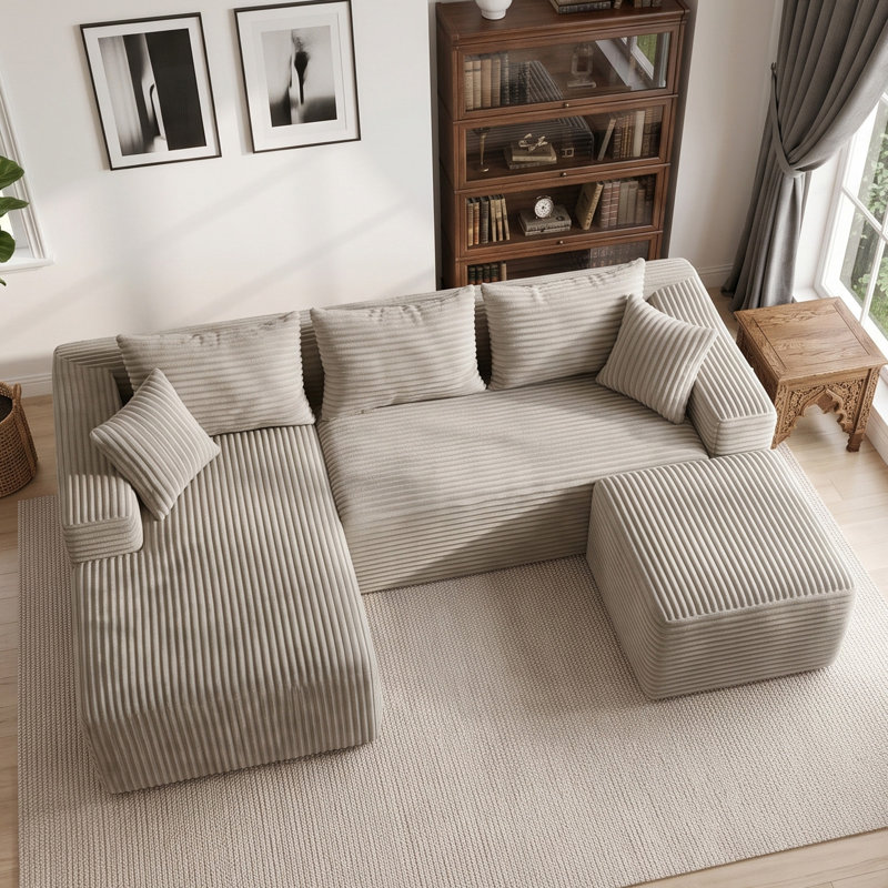 95 " Corduroy Sofa Reclining, Kaki