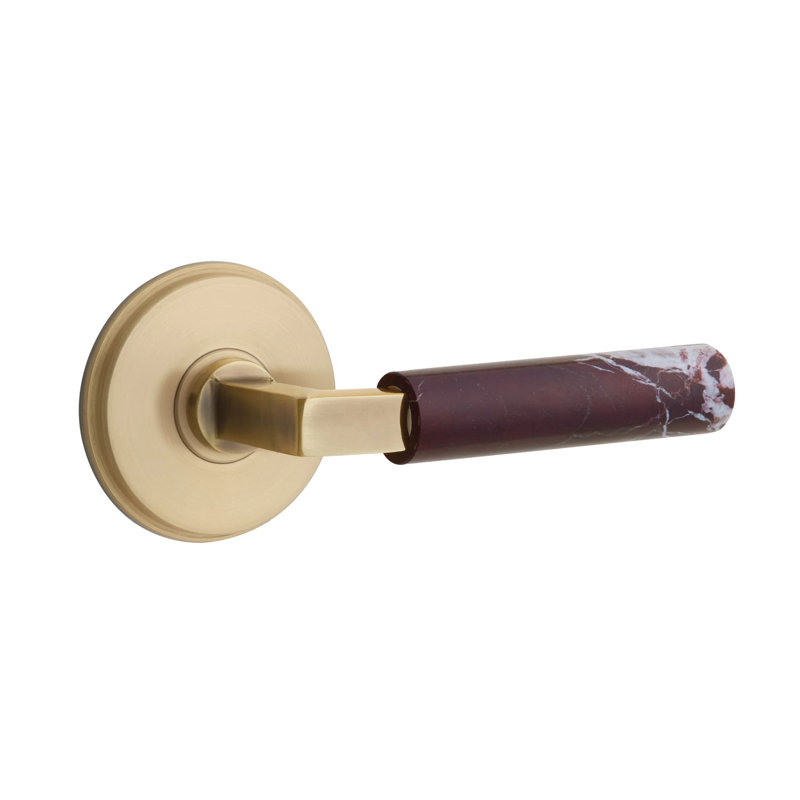 Emtek Select Dummy Leverset w/ Watford Rosette & L-Square Stem, Rosso Levanto Marble Lever, French Antique