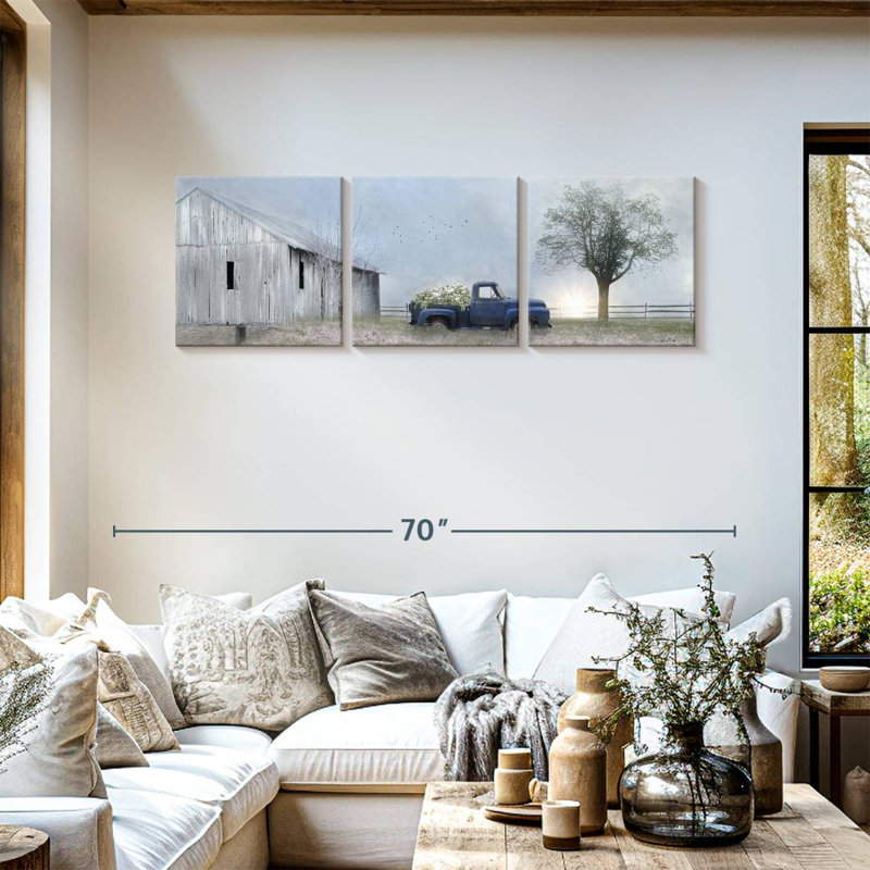 Ensemble 3 pièces grange sur toile Jonestown, H 18 po x l 57 po x P 1,25 po