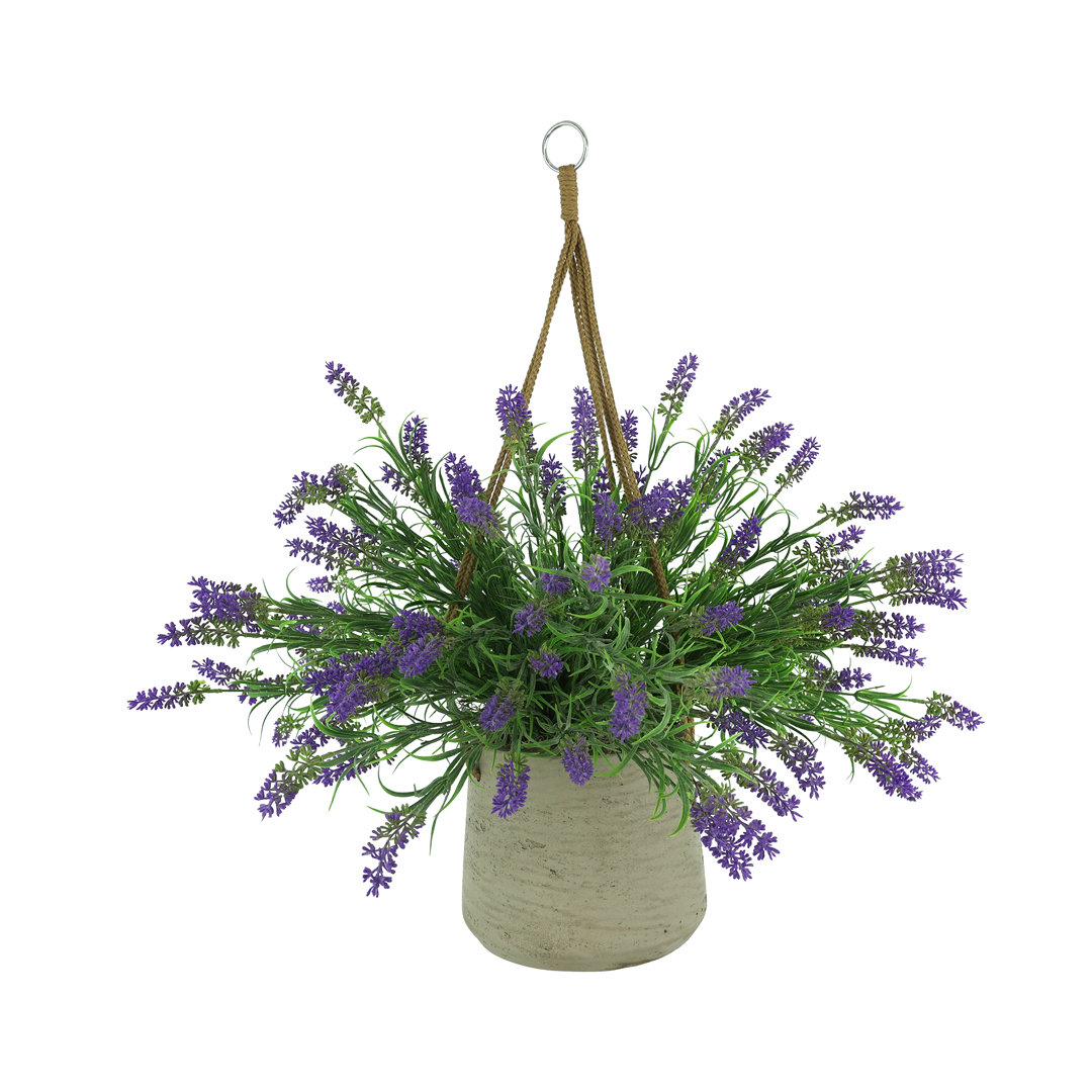 Neve Outdoor Artificial Lavender Plant in Hanging Pot Primrue