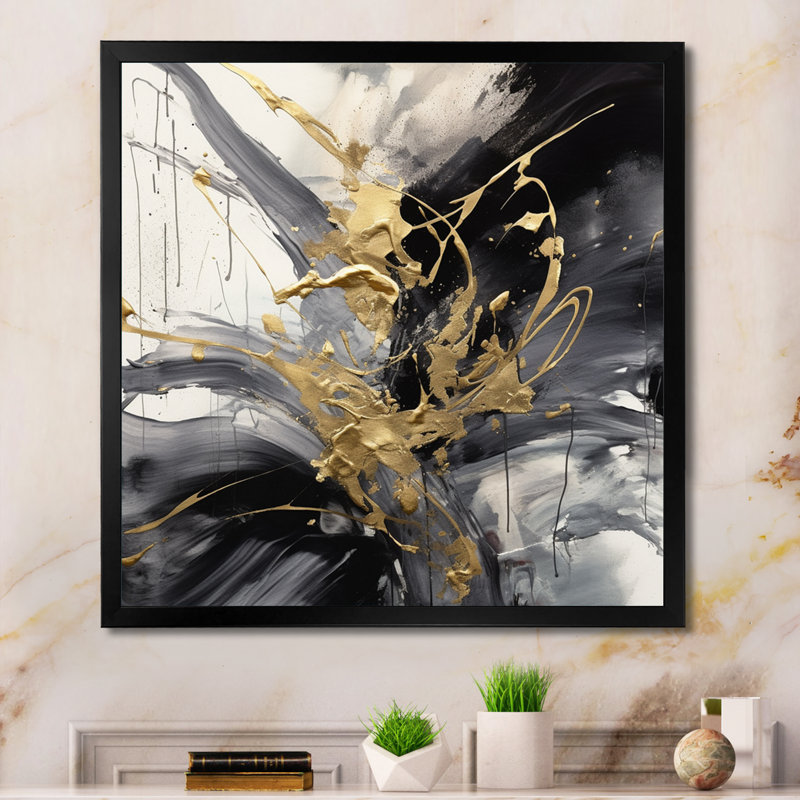 Exploration des profondeurs du marbre doré III sur toile, H 24 po x l 24 po x P 1 po, Cadre photo noir