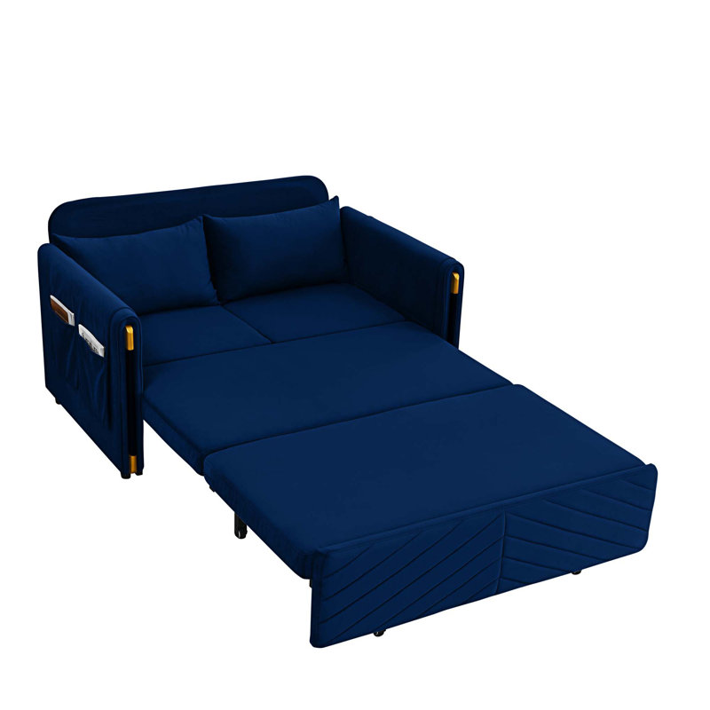 Reshika 54'' Velvet Sofa, Blue Velvet