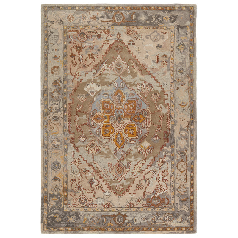 Tapis taupe / doré Halterman, Rectangle 8 pi x 10 pi