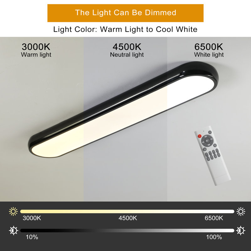 Masek 1 - Light 39.37" Acrylic LED Flush Mount, Black