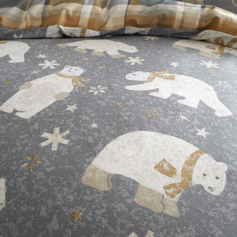 Brushed Polar Bear Duvet Cover Set, Single Duvet Cover + 1 Standard Pillowcase