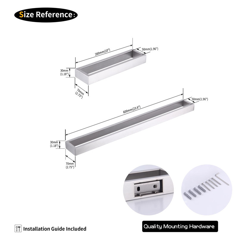 Porte-serviettes mural 24 po 2 requis, Argent