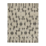 Moroccan Hand Knotted Geometric Area Rug in Gray, Black, Ivory