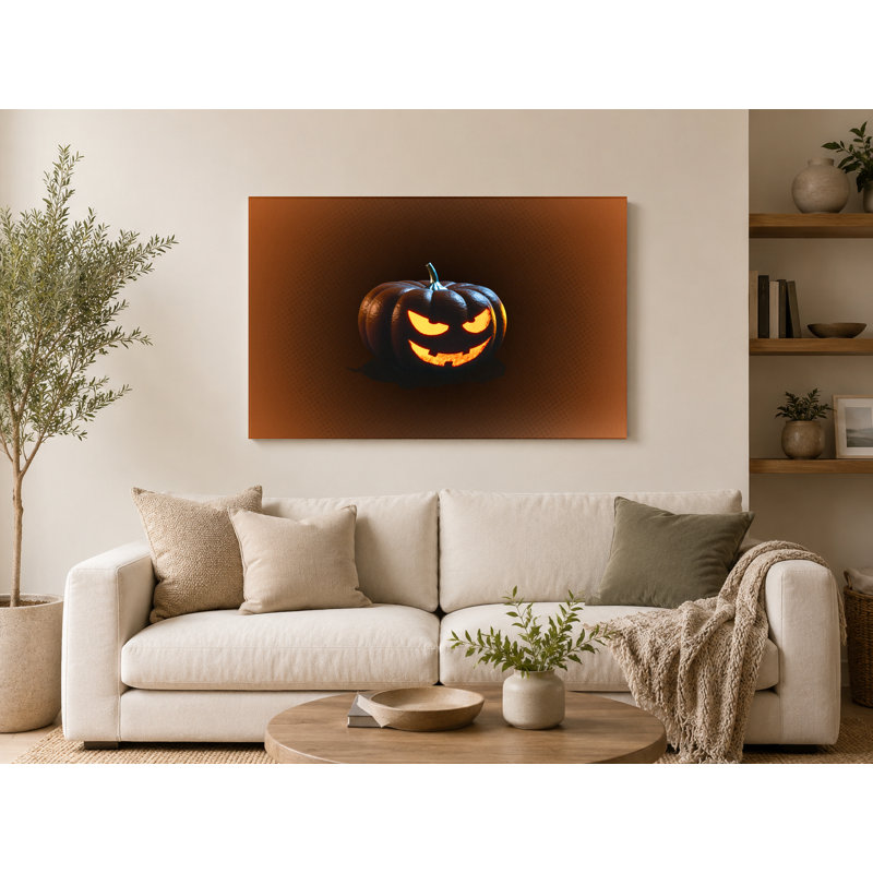 «Glowing Jack-o'-Lantern», art mural sur toile paysage, L 14 po x H 11 po
