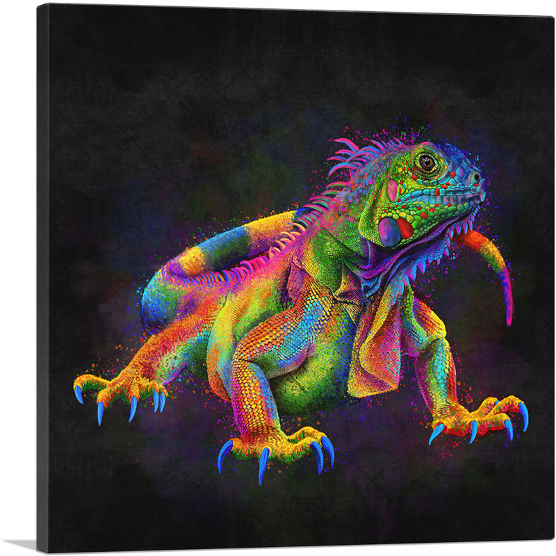 Reproduction d'art graphique sur toile Iguana, H 26 po x l 26 po x P 1,5 po
