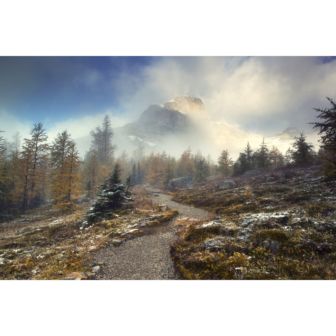 Leinwandbild Trail With Mountain In The Mist von Dan_prat