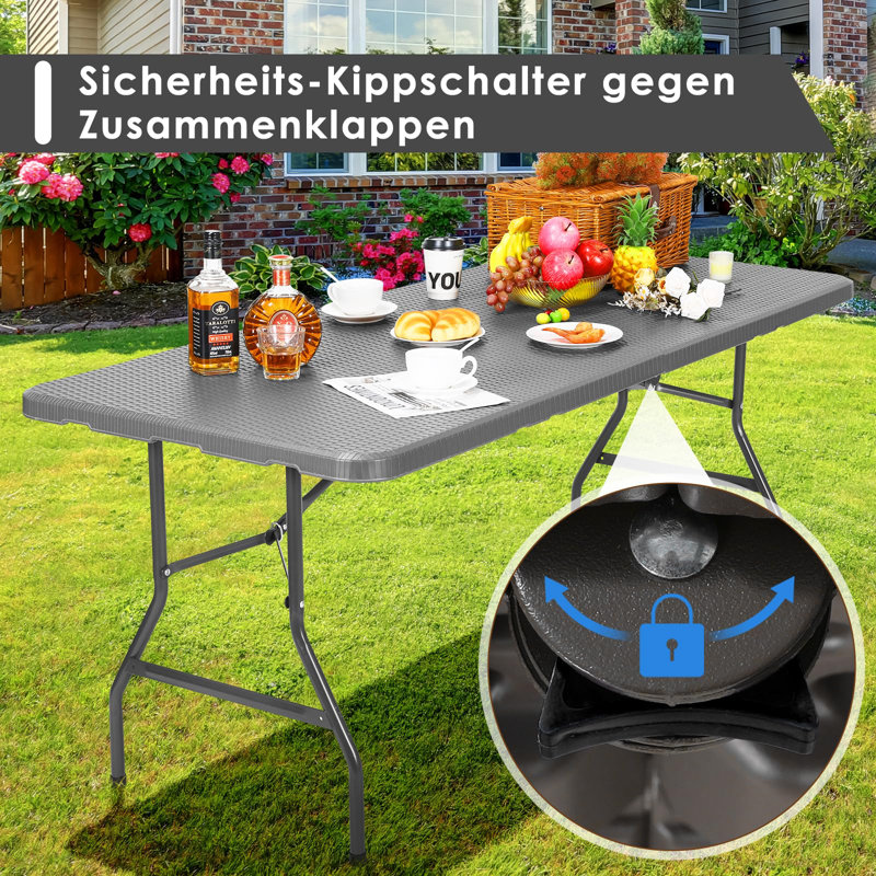 Rectangular 180Cm L Outdoor Camping Table, Black, Grey