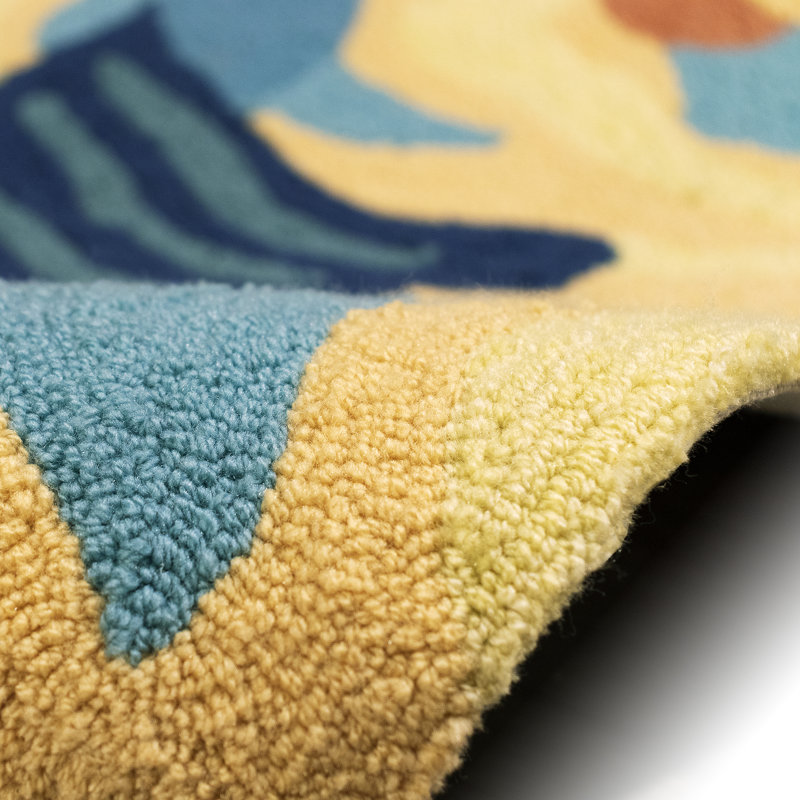 Tapis bleu touffeté à la main Hemsworth, Rond 5 pi