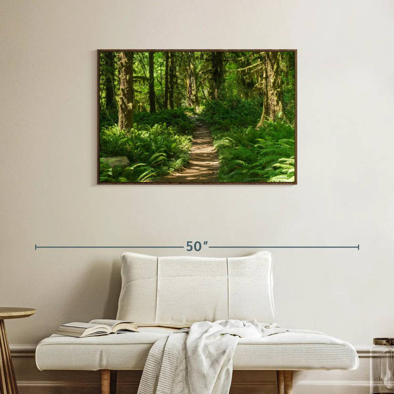 Hoh Rainforest Path, 37 po x 25 po, Cadre flottant en noyer