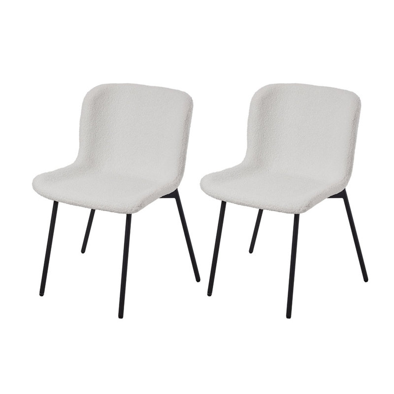 38cm H Velvet Upholstered Wing Back Side Chair in White