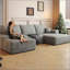 Canapé modulaire Cloud avec 1 repose-pieds, canapé rembourré minimaliste moderne, canapé confortable en forme de U pour le salon, canapé d'angle à assise profonde, aucun assemblage requis (tissu en velours côtelé moelleux)-130552090