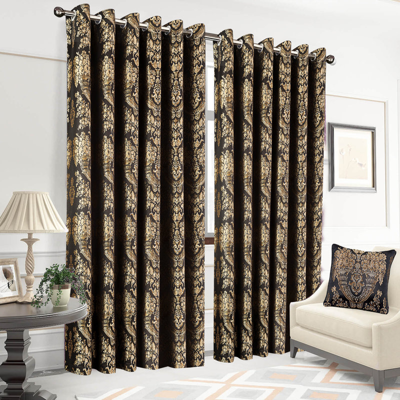 Gaunt Sheer Curtain Pair, Black, 220 x 274 cm