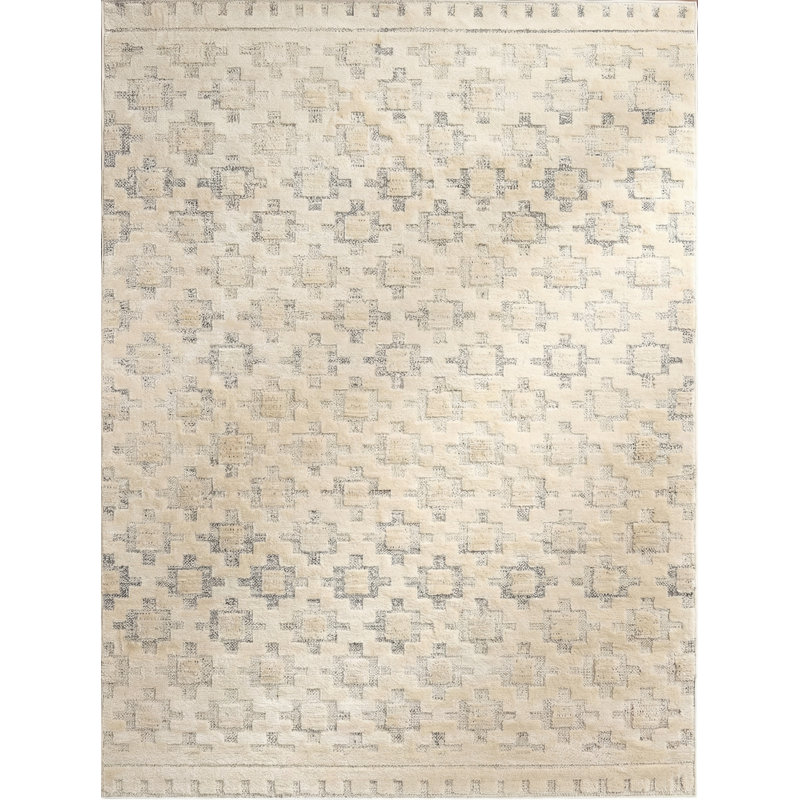 Tapis de couloir intérieur moderne, beige crème., Rectangle 6 pi 7 po x 9 pi 6 po