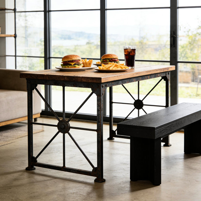 Banc de table de cuisine robuste avec pied triangulaire, 11,75 pouces de large, pour un décor rustique de salle à manger et de chambre à coucher