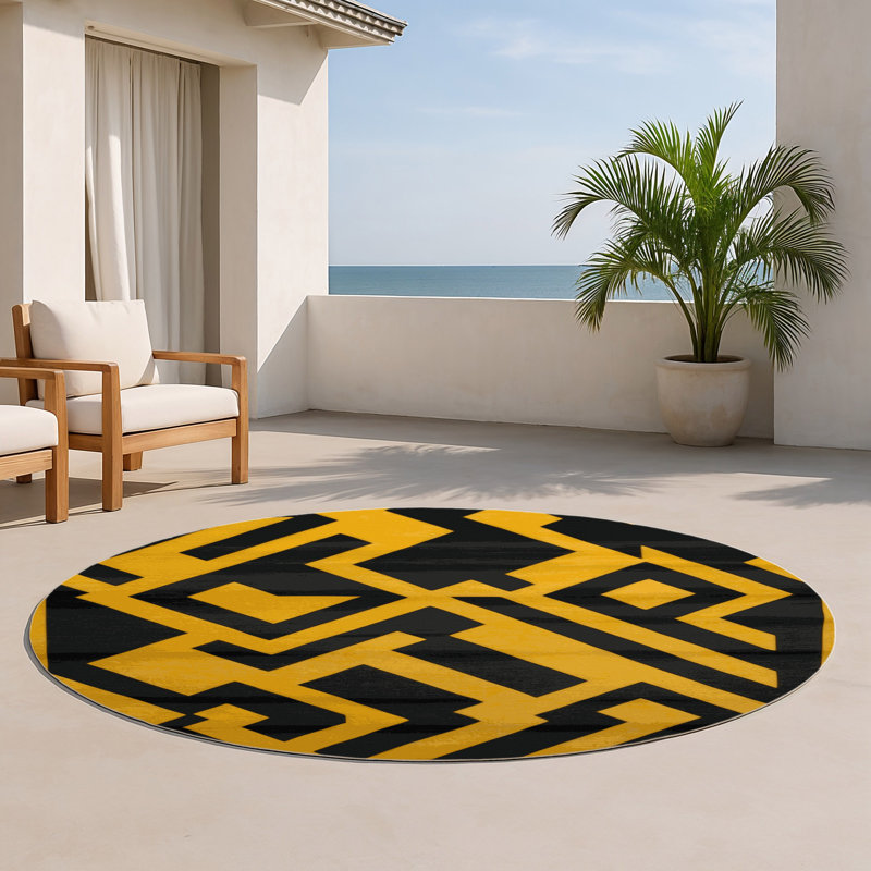 Tapis brun intérieur et extérieur Trellis, Rond 5 pi