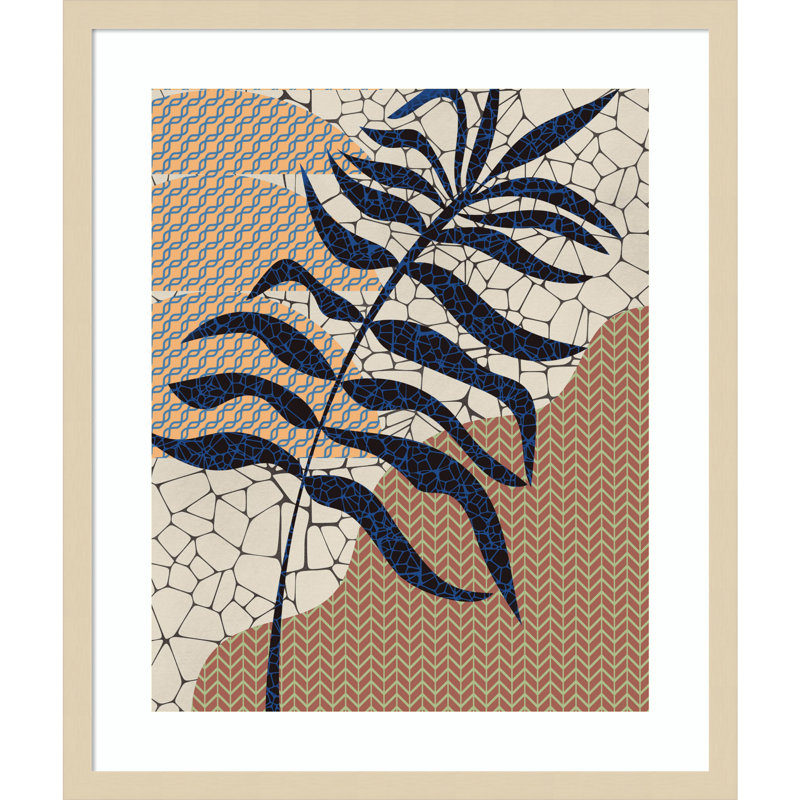 «Palm Leaf Mosaic Design» par Little Dean, impression sur bois encadrée, H 25 po x l 21 po