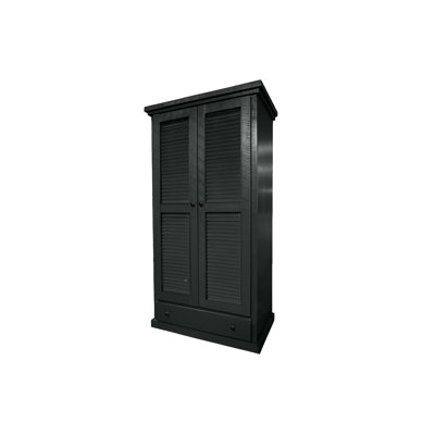 Farmhouse Extra Wide Solid Wood Armoire Wardrobe with shutter doors by Canora Grey