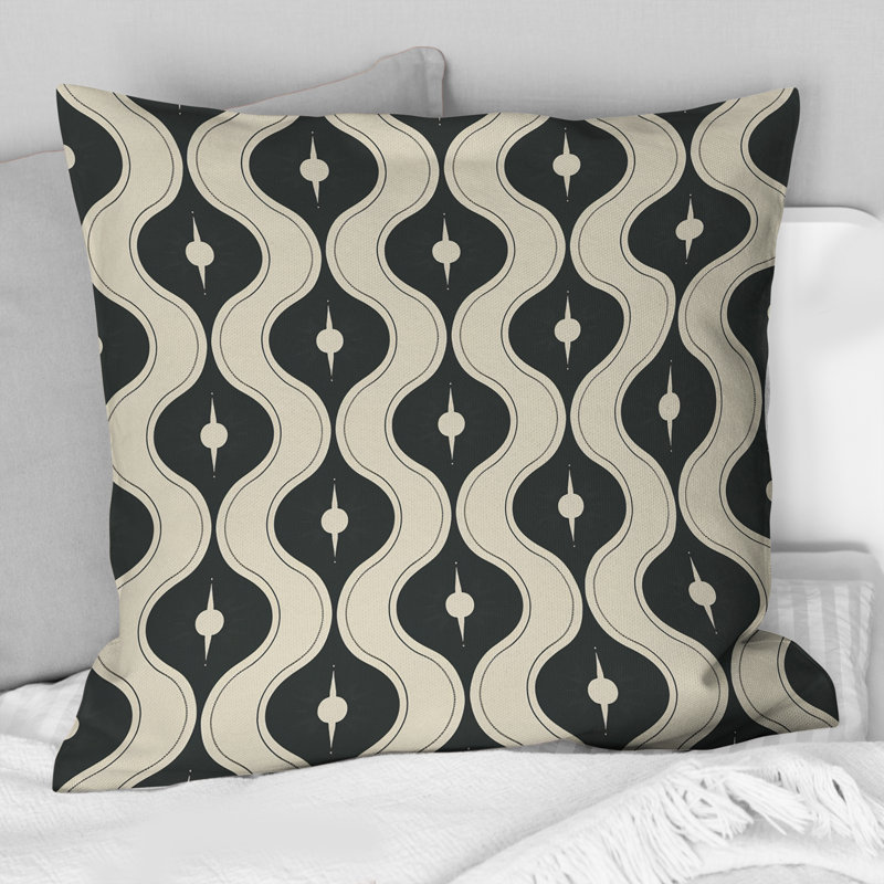 Coussin décoratif noir quadrilobe Elegance I - Mid-Century, H 18 po x l 18 po
