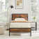 Bed Frame with Wood Headboard and Footboard Metal Platform Bed