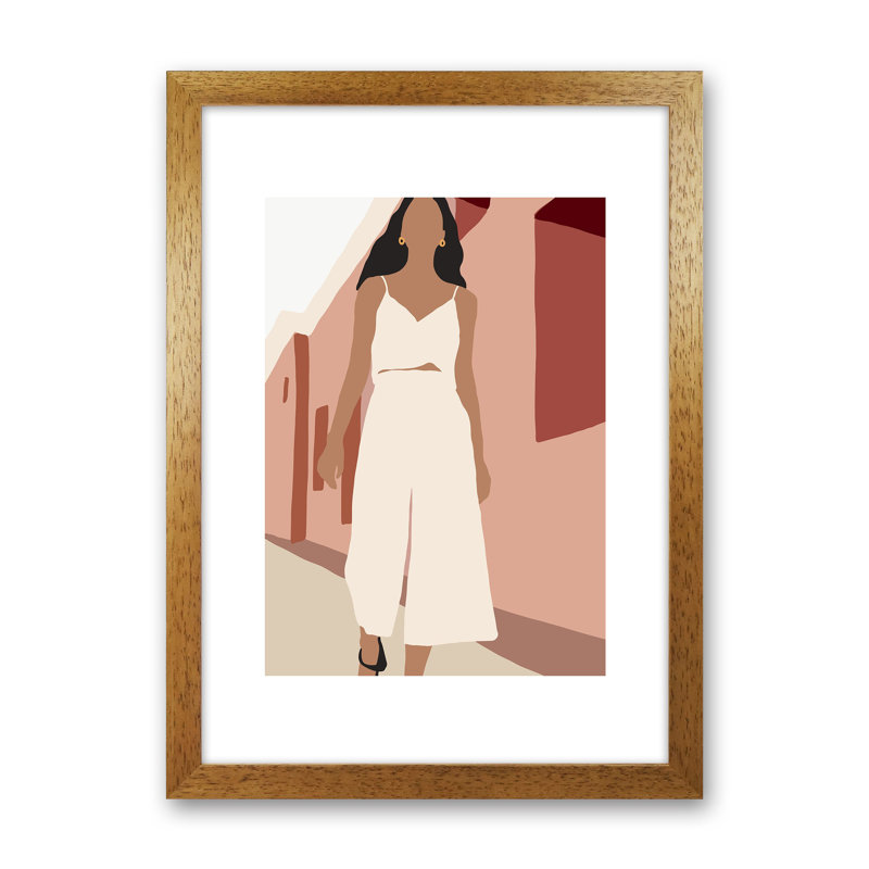 Mica Girl In Street N7 by Pixy Paper - Print, 29.7cm H x 21cm W x 3cm D, Oak Framed