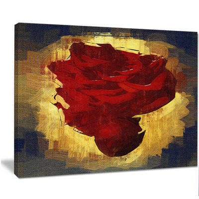 Impression sur toile tendue sur fond rétro avec fleur rouge