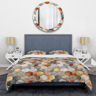 Ensemble de housse de couette motif géométrique Rustic Hexagons Boho
