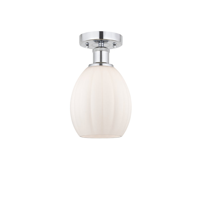 Plafonnier semi-encastré en verre Bolduc, Blanc mat, Chrome poli, H 10,75 po x l 6 po x P 6 po