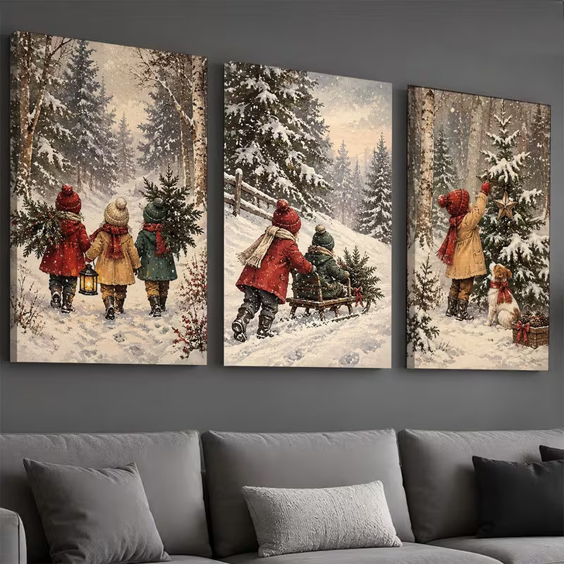 3 Piece Wrapped Canvas Wall Art, 75cm H x 50cm W