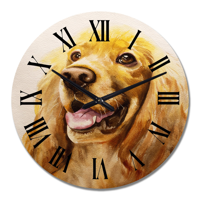 Portrait d'un épagneul cocker Golden Retriever - horloge murale traditionnelle, Grand