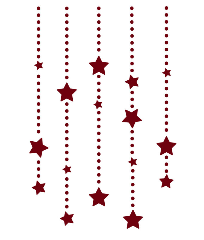 Décalcomanie murale étoile éléments suspendus, Bourgogne, H 36 po x l 24 po x P 0,01 po