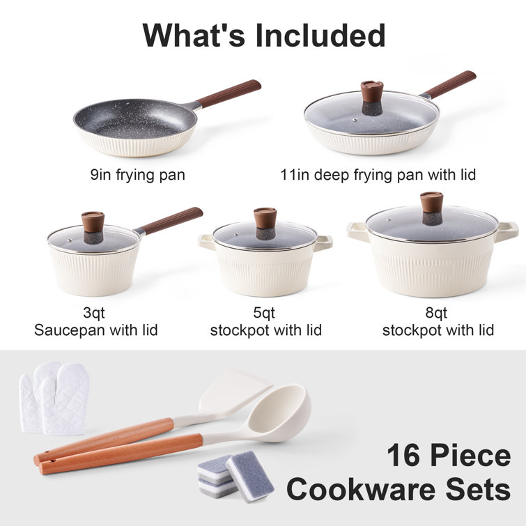 Caannasweis-22 Pieces Nonstick Cookware Sets & Reviews